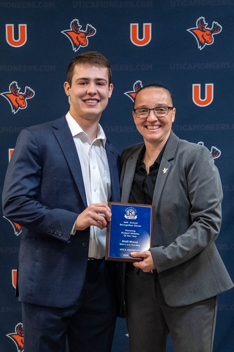 Over the next few weeks, the Utica University Athletic Department will be releasing this year’s senior athlete award winners who were bestowed accolades for exceptional careers as Pioneers.

We begin with our male recipient for the Kiwanis award; men’s hockey star Matt Wood! 🫎🏅