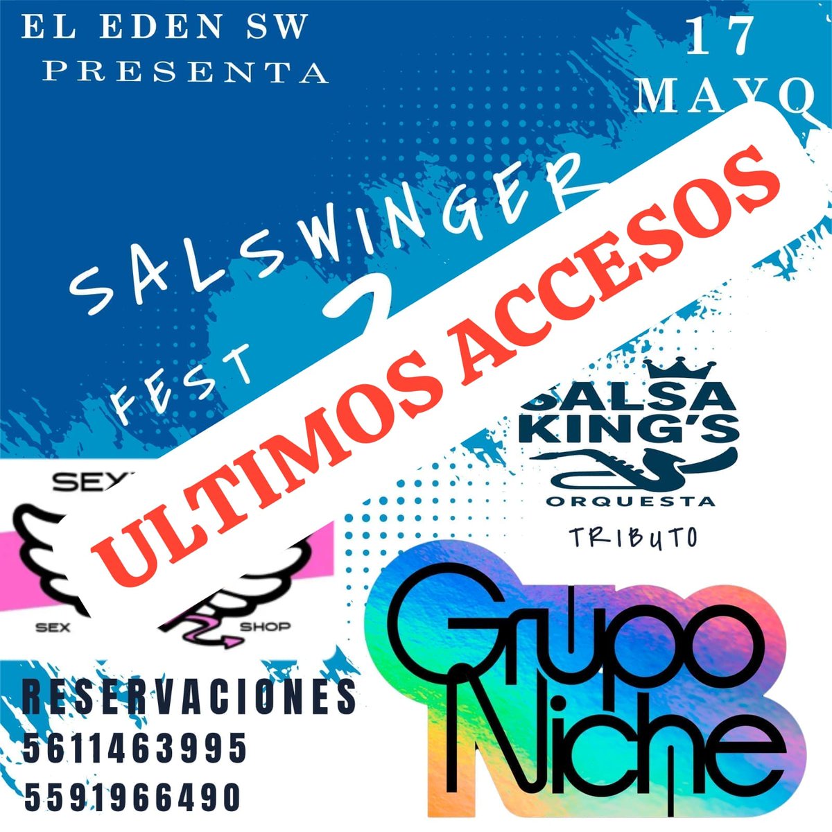 ⚠️¡ES HOY!⚠️
¡ESTA NOCHE LA SALSA SUBE DE TONO 
⚠️ULTIMOS ACCESO⚠️
NO LO PIENSES MAS Y REGALATE UNA NOCHE SUPER HOT
NOS VEMOS ESTA NOCHE 
🔥EL EDEN SW🔥