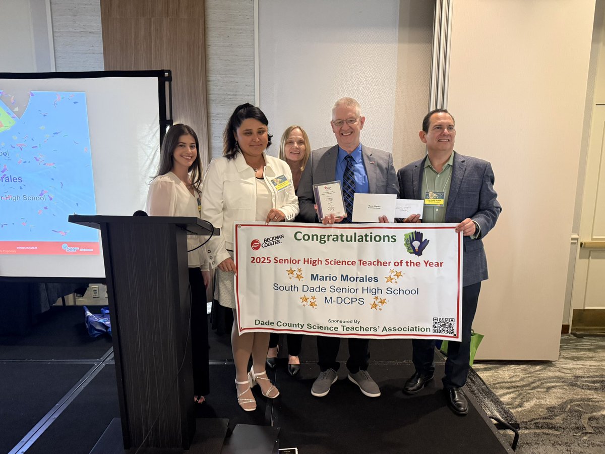 MDCPSSci's tweet photo. Congratulations π Mr. Morales @SouthDadeHS on being named High School Science Teacher of the Year @MDCPS.
#WeLoveOurScienceEducators
@AileenVega123 @WendyForteza @DaneMDCPS @NestorEMarcia @MDCPSSTEAM @MDCPSAcademics @BNCEE_MDCPS @MDCPSRobotics https://t.co/vpJ6ucq7Ln
