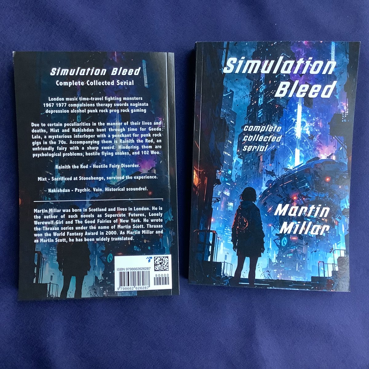 I wrote Simulation Bleed as a weekly serial. 'London, music, time travel, monsters, 1967- 77, therapy, swords, depression, alcohol, punk rock, gaming.'
Rainith the Red: Hostile Fairy Disorder.
Mixt: Sacrificed at Stonehenge, survived.
Nakishdan: Psychic. Historical scoundrel.