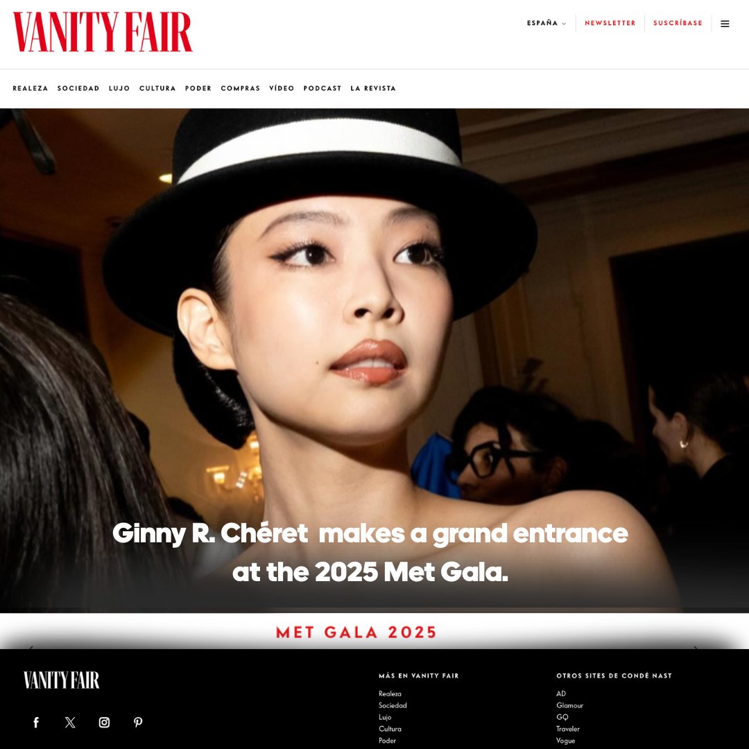 ® #VanityFairRP › Updates ›
𝗡𝗲𝘄𝘀 𝗻𝗼𝘁𝗶𝗰𝗲𝘀: News notices »
News posts › Post vía twitter

Ginny R. Chéret (@proseofbirds) has officially arrived at the 2025 Met Gala — “Superfine: Tailoring Black Style.”  A night that celebrates the artistry of Black fashion.