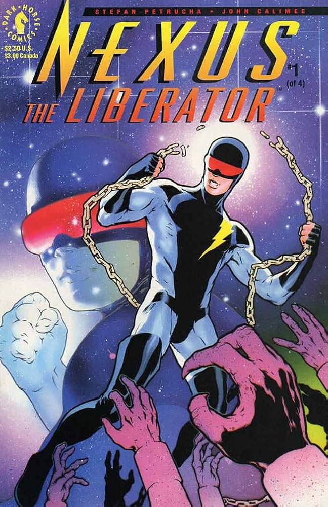 NexusByBaron's tweet photo. Nexus: The Liberator #1 (of 4)
August 1992 (Dark Horse Comics)
Story by @SPetrucha 
Art by John Calimee &amp; John Nyberg
Cover by @AH_AdamHughes

This was the first Nexus comic not written by @BloodyRedBaron https://t.co/og54UAvNIa