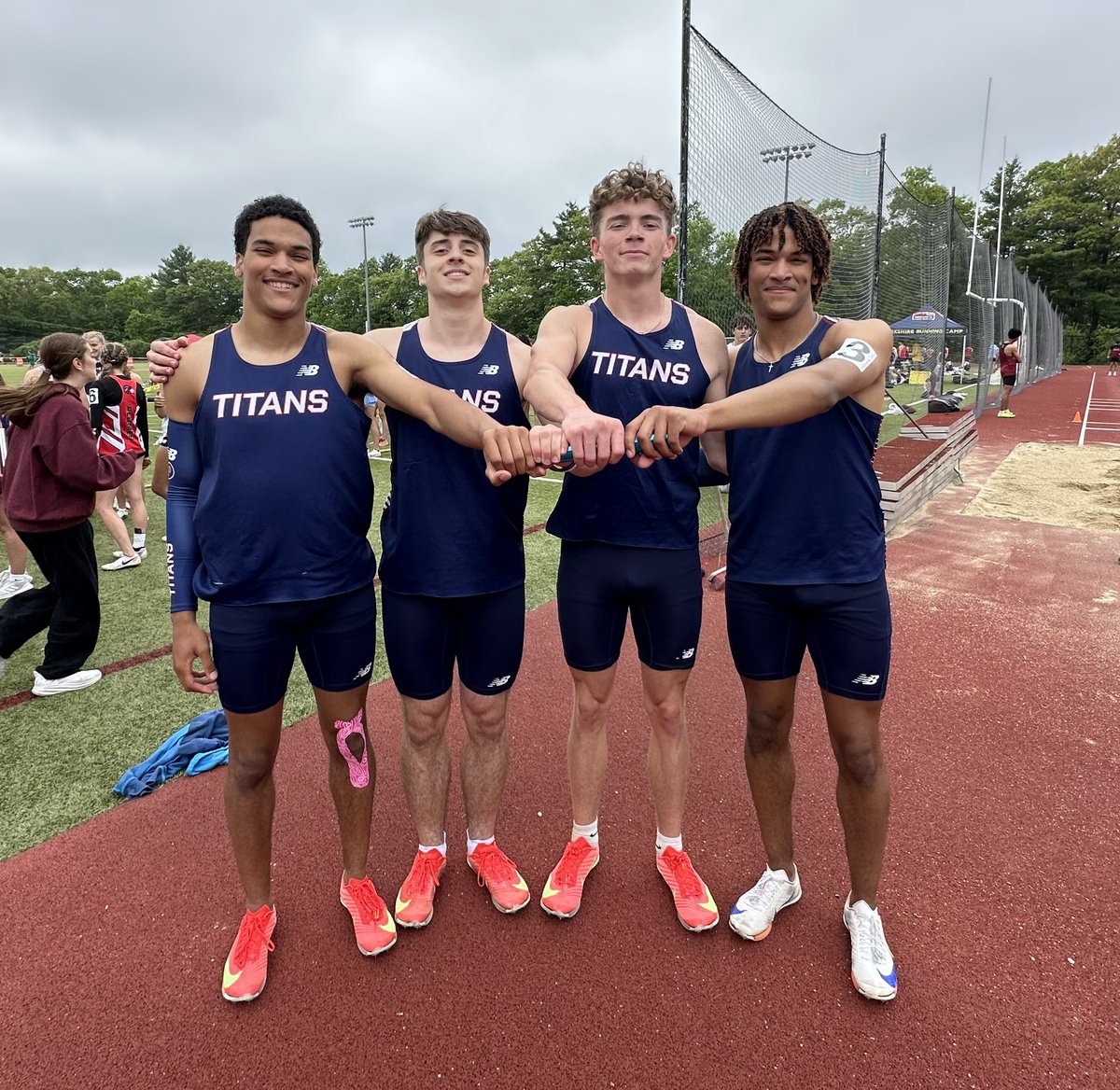 TrevorHass's tweet photo. Pembroke standouts Gabe Lamar, Kyle Tracy, Jayden Leonard and Luke Lamar win the 4x200 with a time of 1:27.74 to pick up key team points for the host Titans @GlobeSchools @PHS_Titans https://t.co/UaBSO5Ioii