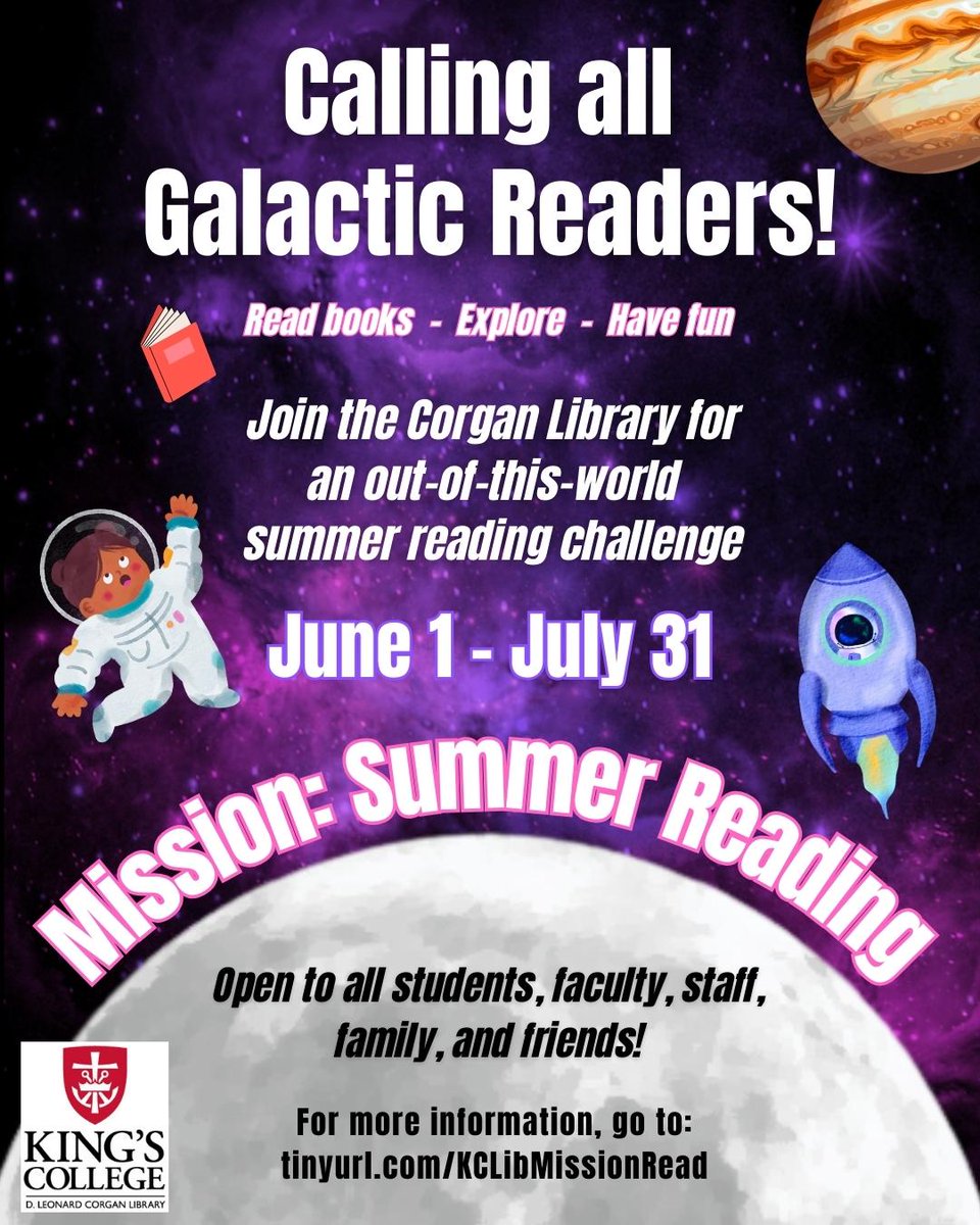 Did you sign up for our cosmic summer reading adventure? Mission: Summer Reading starts in less than 2 weeks on June 1! Sign up to get more info, inspirational emails, and/or swag! tinyurl.com/MissionReadSig…
#KCLibMissionRead #SummerReading #LibraryLife