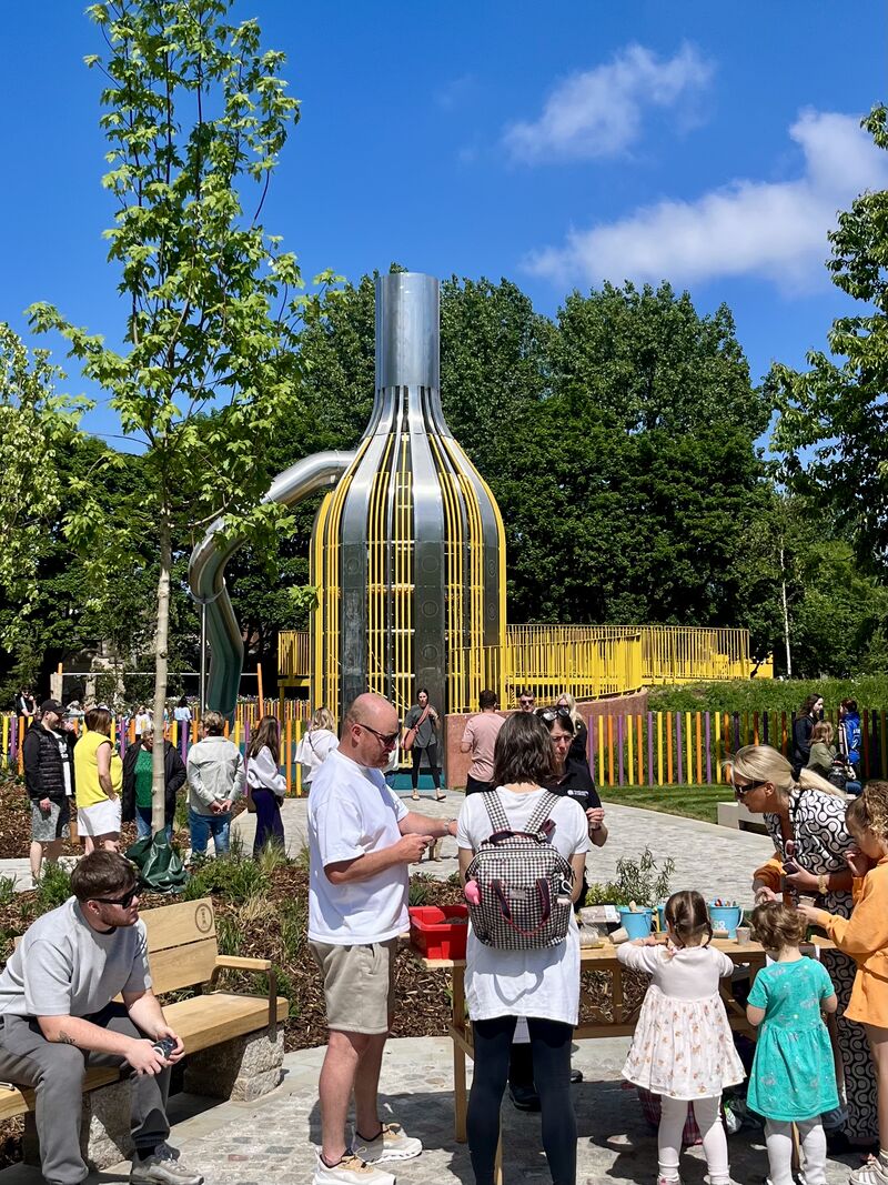 Wonderful community event to reopen Ancoats Green Park today.

Hundreds of local people enjoying this new green space and park in the heart of Ancoats. 

Good opportunity to promote the new This City homes next to the park that complete this summer.🌳🏡🛝

thiscitymcr.co.uk/developments/n…