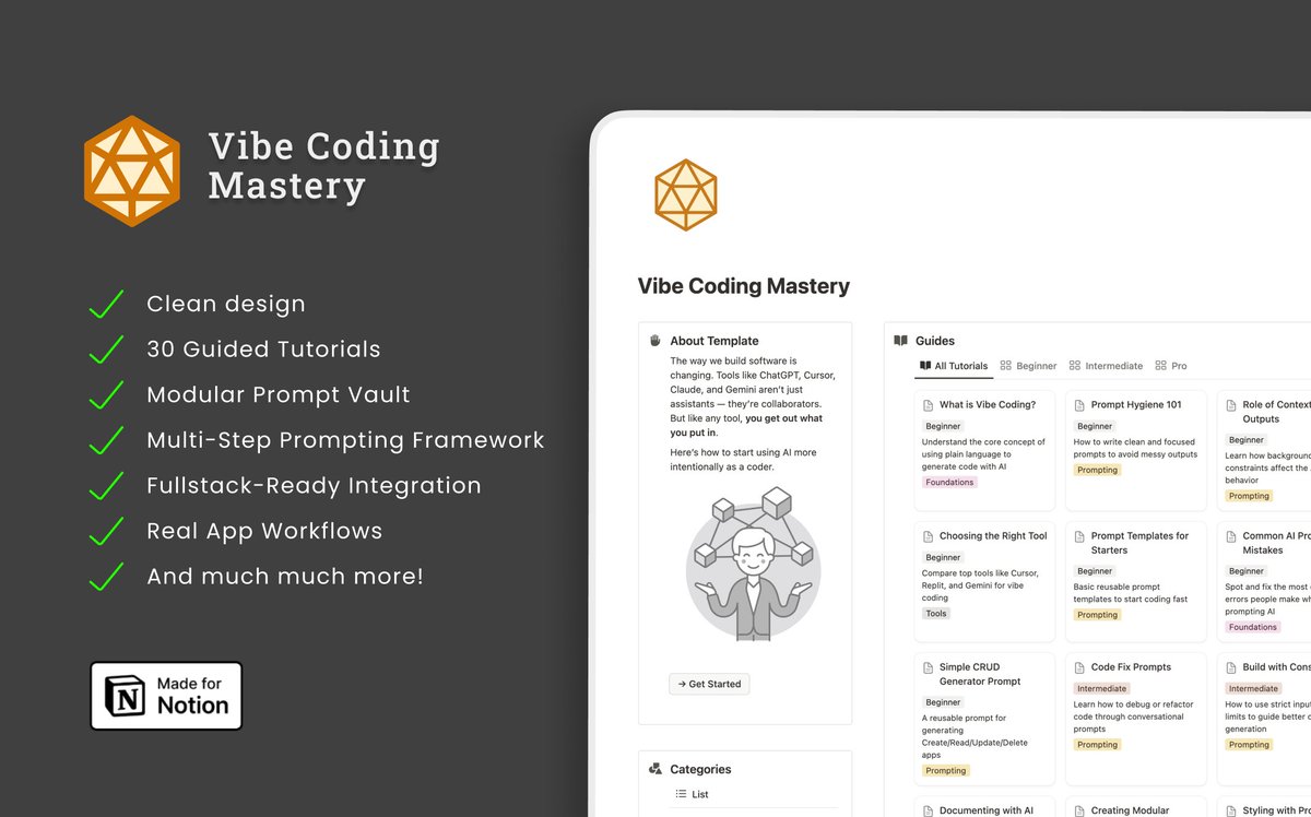 You know what's the next big thing?

Vibe Coding.  Don't miss this money train.

I created this massive Vibe Coding Mastery guide for myself and I'm sharing it with you.

Free for the next 48h
To get it:

1️⃣ Follow me
2️⃣ Like and repost
3️⃣ Comment "vibe"

I'll DM you the guide