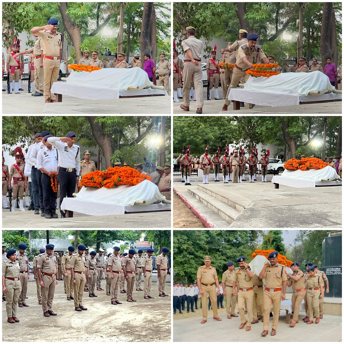 यातायात आरक्षी 1648 अंकित तोमर की ड्यूटी के दौरान एक महिला को नहर में डूबने से बचाते समय आकस्मिक मृत्यु हो जाने के कारण पुलिस विभाग को अपूर्ण क्षति हुई है, पुलिस आयुक्त कमि0 गा0बाद एवं पुलिस परिवार द्वारा पार्थिव शरीर को कंधा देकर राजकीय सम्मान के साथ भावभीनी श्रद्धाजंलि दी गई ।