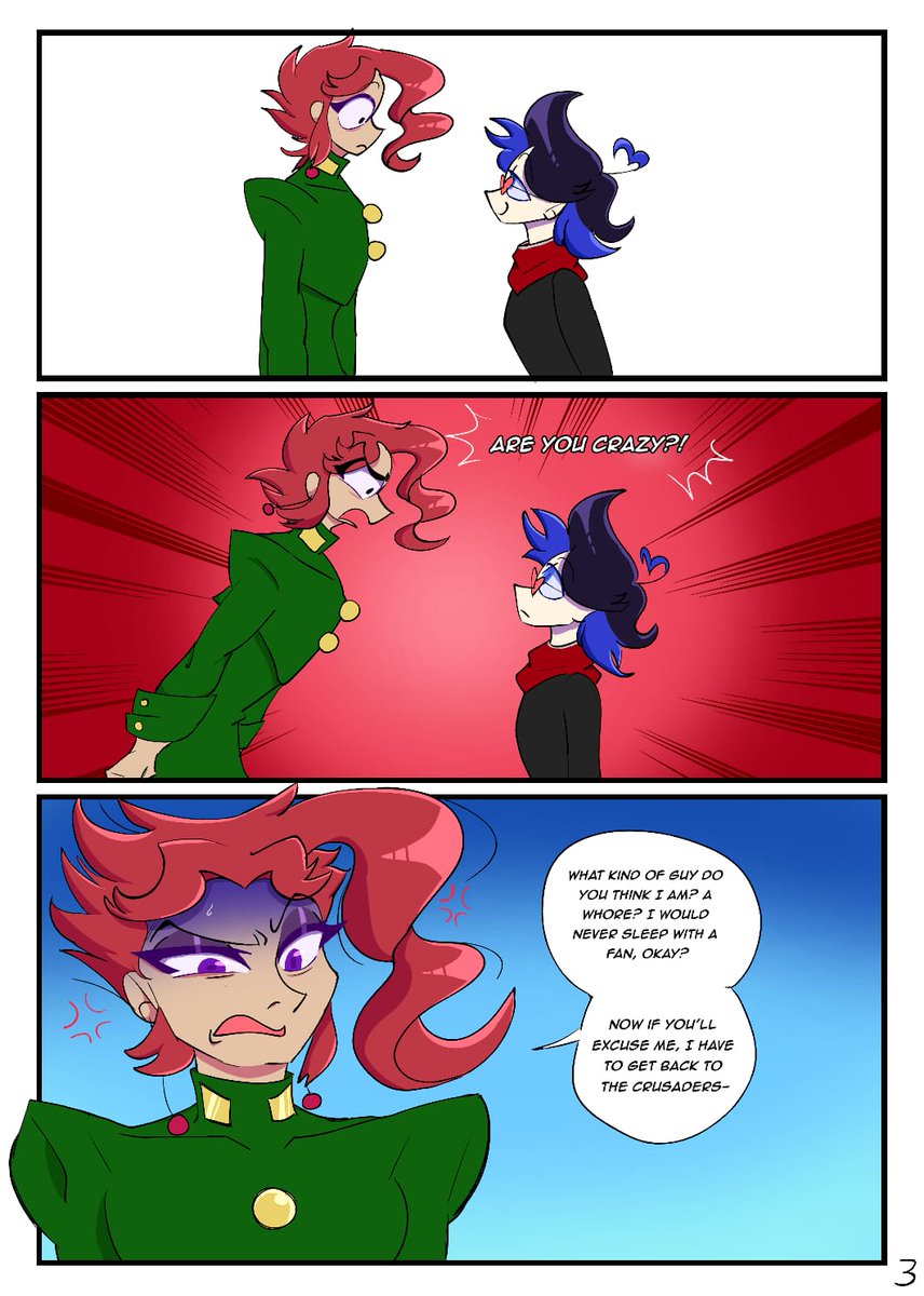 fraisethecake's tweet photo. The Fan (an JOJO comic) (1/2) #JoJosBizarreAdventure #jojo https://t.co/mXymBFixGf