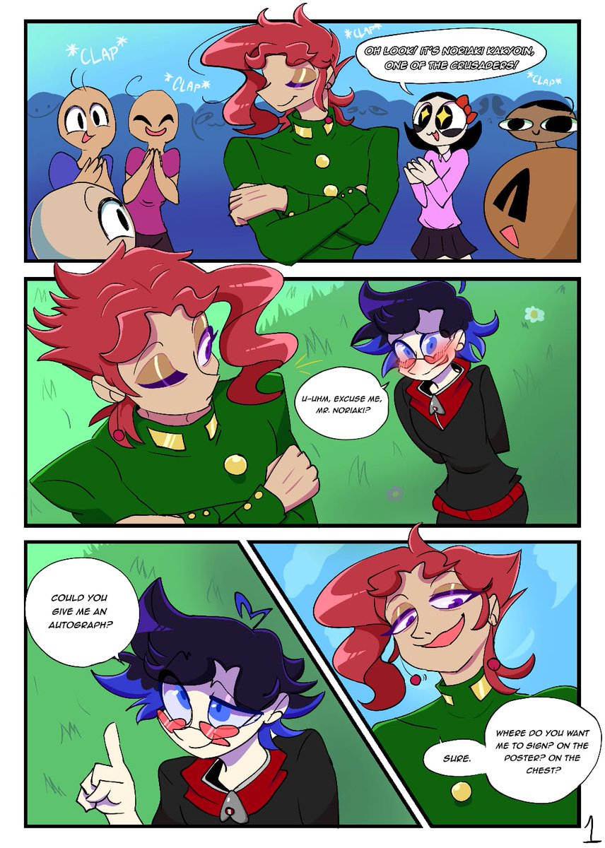 fraisethecake's tweet photo. The Fan (an JOJO comic) (1/2) #JoJosBizarreAdventure #jojo https://t.co/mXymBFixGf