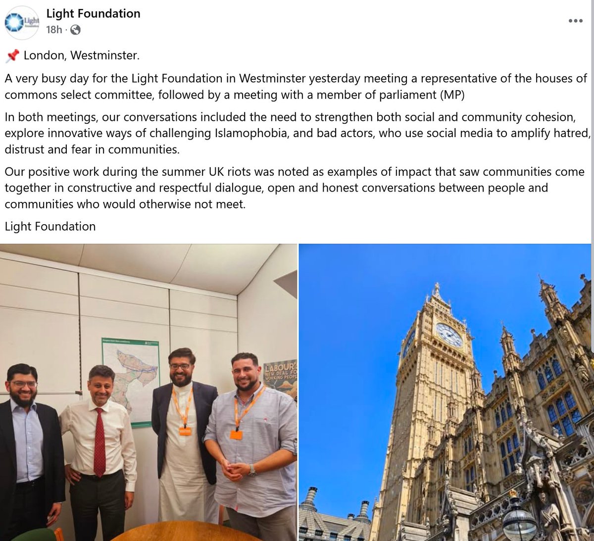Light_Fndn's tweet image. 📌 London, Westminster.

A very busy day for the Light Foundation in Westminster meeting a representative of the houses of commons select committee, followed by a meeting with a member of parliament (MP) 

@adamkelwick @QariAsim @nadeem_ashfaq1 @LancashireCC @seftoncouncil