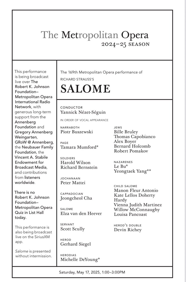 RomaPete's tweet photo. A quick turnaround after last nightβs Barbiere for this afternoonβs Salome, my third. Tx3 to all and a shout out to everyone watching #MetHD #Salome @METOrchestra @MetOperaChorus @MetOpera https://t.co/OXIcaJ3Acs