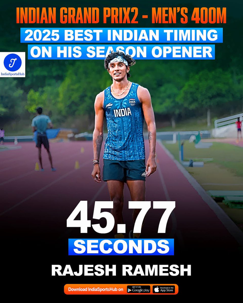 IndiaSportsHub's tweet photo. Rajesh Ramesh Returns 🚨
And he clocks the Fastest Indian Time over 400m
#IGP2 https://t.co/cDRWQmdKHy