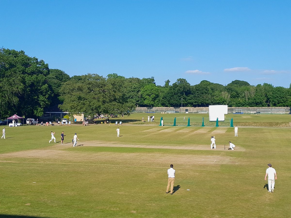MonktonSport's tweet photo. Great contest for our 1st XI with our friends from @PriorParkSport . George and Luke working hard to get us over the line but all results still possible🤞#monktoncricket https://t.co/a4zx7d0XMW