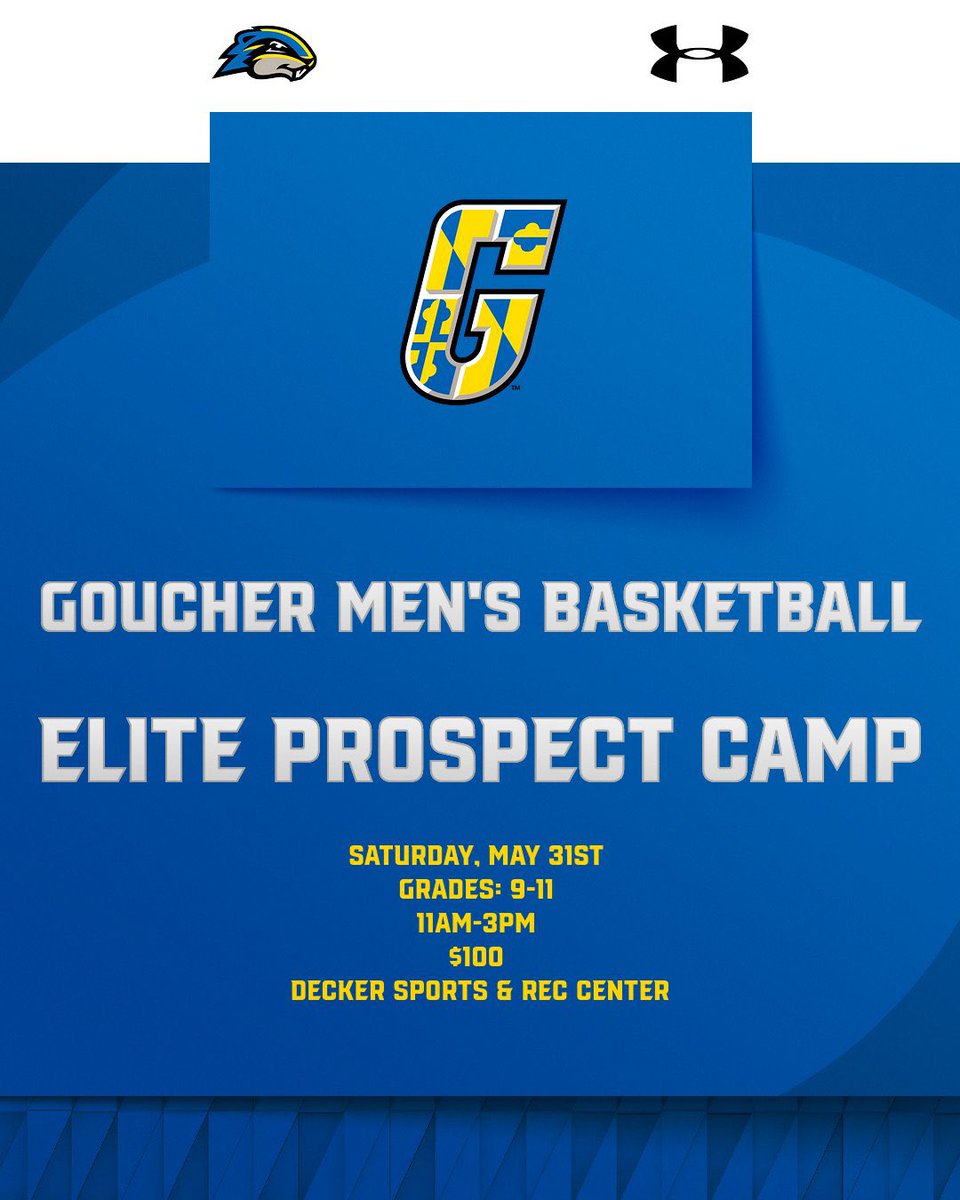Oliver Ellison (@meetmeaboverim) on Twitter photo Less then 15 days until our Elite Prospect Camp‼️ <a href="/Goucherhoops/">Goucher Men's Basketball</a>
📆Saturday, May 31st, 2025
🕚11:00 AM - 3:00 PM
📍Decker Sports and Rec Center
🎟️$100 per player
🆚2026 - 2028
Register Here: forms.office.com/r/KuPr6xevNH Less then 15 days until our Elite Prospect Camp‼️ <a href="/Goucherhoops/">Goucher Men's Basketball</a>
📆Saturday, May 31st, 2025
🕚11:00 AM - 3:00 PM
📍Decker Sports and Rec Center
🎟️$100 per player
🆚2026 - 2028
Register Here: forms.office.com/r/KuPr6xevNH