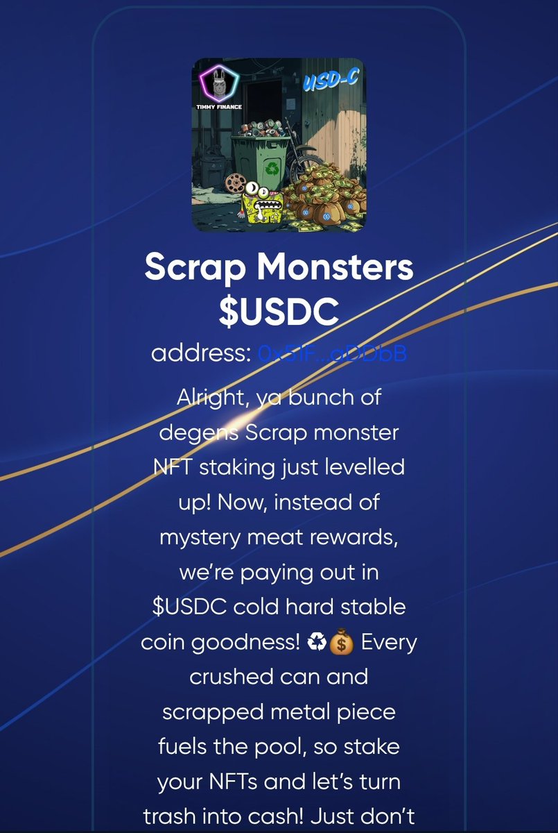 scrapmonsternft's tweet photo. CALLING ALL #scrapmonsternft holder fam @ dont forget to check your scrapmonster nfts are staked and not going to waste, there's plenty of holds waiting to snipe those unwanted nfts 💰  and holders present to eat up your rewards, PULL UP!!  

https://t.co/ZTGovd9pd9

#web3 #defi https://t.co/CdL2cKwQ2y