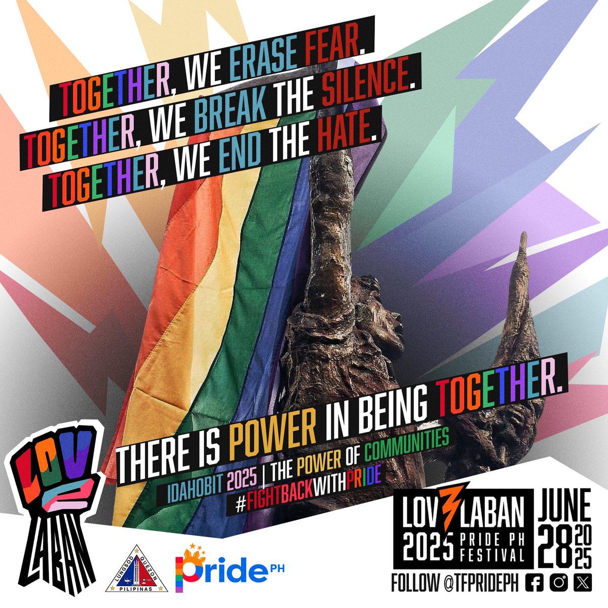 Today, we rise—loud, proud, and united. 🏳️‍🌈🏳️‍⚧️ 

👊🏽 We will not be silent. We will not be erased.
✨ Together, we #FightBackWithPride.

#IDAHOBIT2025 #ThePowerOfCommunities #SOGIEEqualityNow #PridePH #LabanParaSaPagkakapantayPantay #QueerAndProud #FilipinoPride