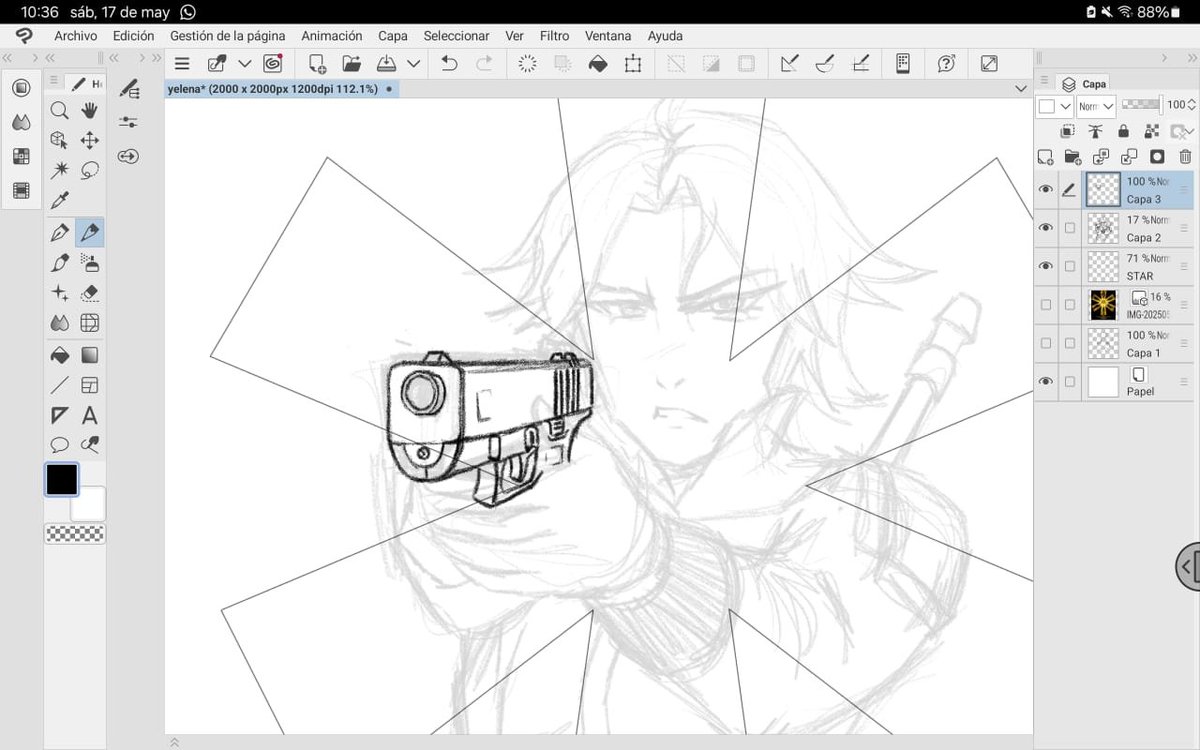 LuanRot's tweet photo. I don't want to erase any details on the glock but I have to add her fingers😩
//
no quiero borrarle los detalles al arma pero tengo que dibujarle los dedos😩 https://t.co/G1uGYBAx0p