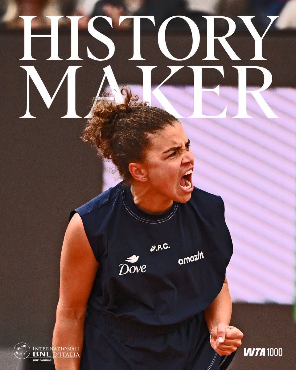 InteBNLdItalia's tweet photo. History made in the Eternal City 💫

🇮🇹 Jasmine Paolini becomes the first Italian singles champion at the Foro Italico in 40 years — and only the second in women’s singles during the Open Era.

#IBI25 https://t.co/WdWpPM3skd