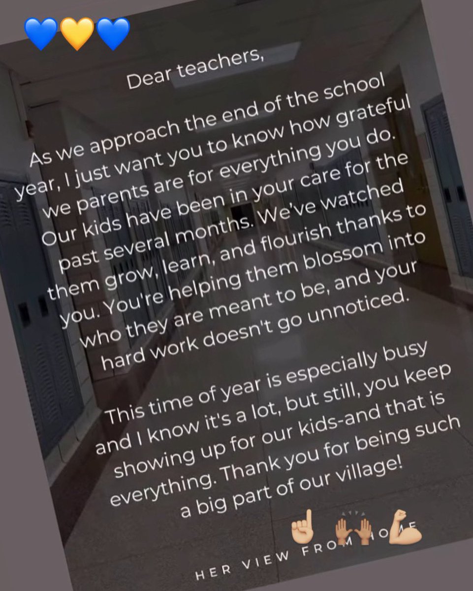 💙 that our families see the hard work of our faculty and staff…together we are better…finishing strong!
