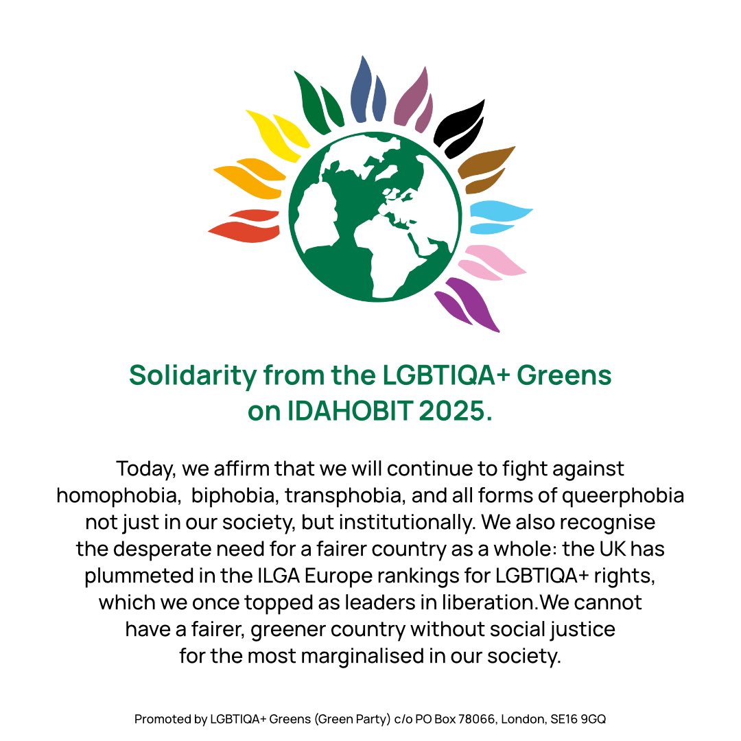 Here’s a statement from our committee on this International Day against Homophobia, Biphobia &amp; Transphobia. We must continue our fight for a fairer, greener society.