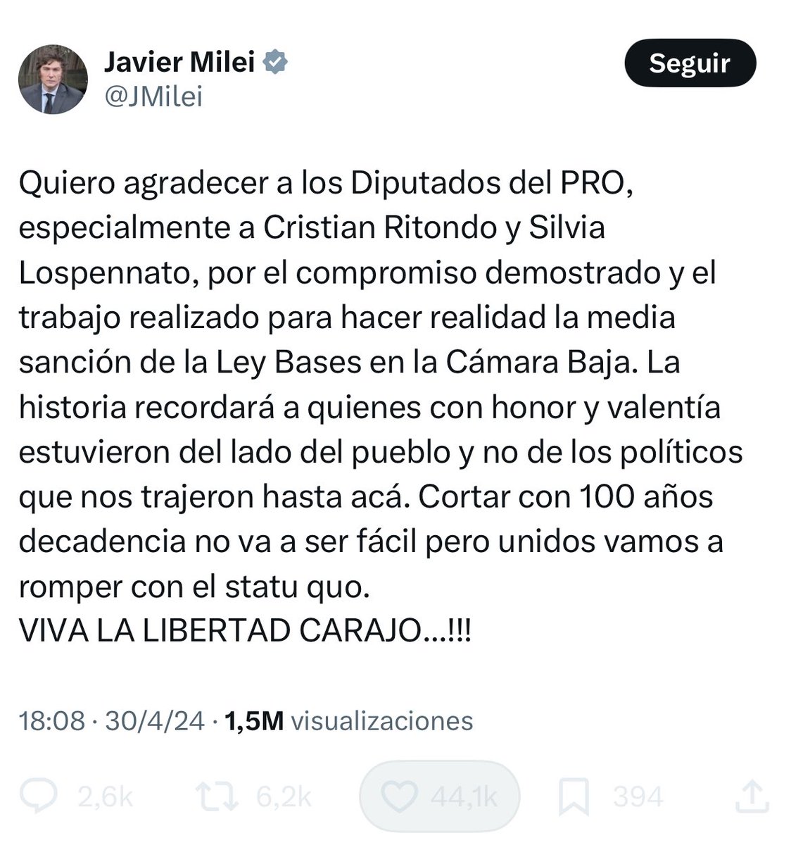 #EsConLospennato 
Lo dice el mismísimo Javo