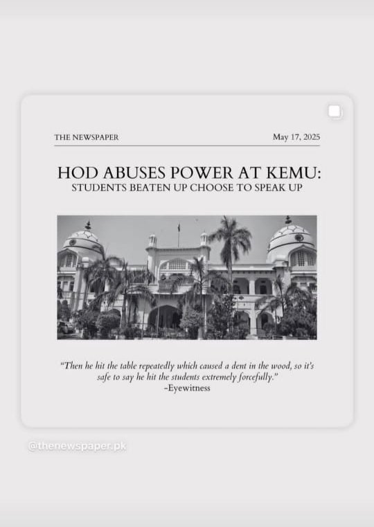 hasnaat99's tweet photo. #ViolenceinKEMU 
Imagine standing in front of mentally sick person, who thrashed students just for fun , humilaities just to pressurize them
 If things are going that way , we all are united against that oppressor . He should be held accountable for atrocious acts @MaryamNSharif https://t.co/xFJDOETOVe