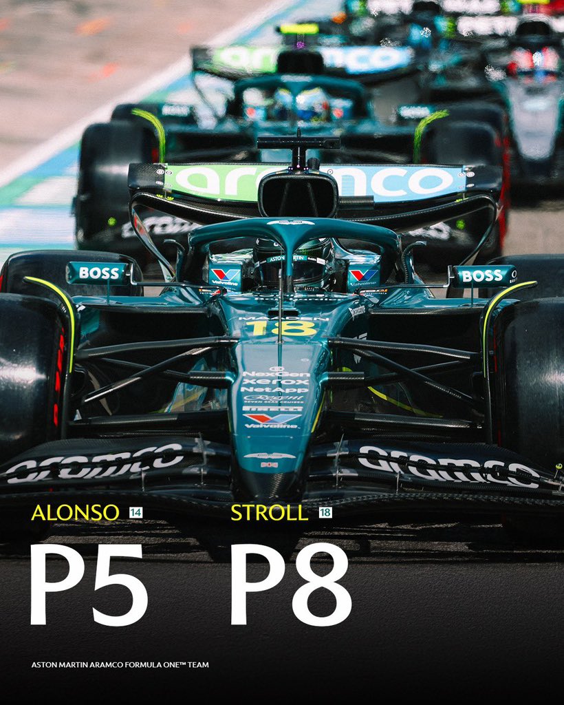 Well done Team! Both cars in Q3 and being very creative on the tyre selection👏A massive Team effort bringing new parts to Imola from everyone at our Campus🙏 <a href="/AstonMartinF1/">Aston Martin Aramco F1 Team</a> 💚