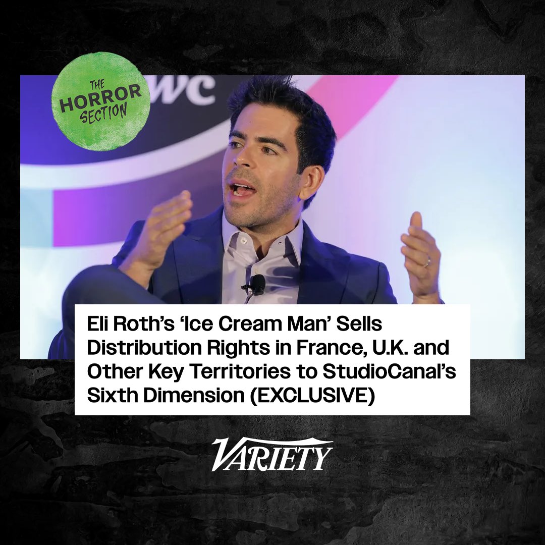 thsstudios's tweet photo. GET THE SCOOP 🍦@eliroth’s ‘Ice Cream Man’ lands at StudioCanal’s Sixth Dimension in its first major international deal out of Cannes.
Read the full story via @Variety. https://t.co/DOvFTS5sHC https://t.co/INWgkbvt5U