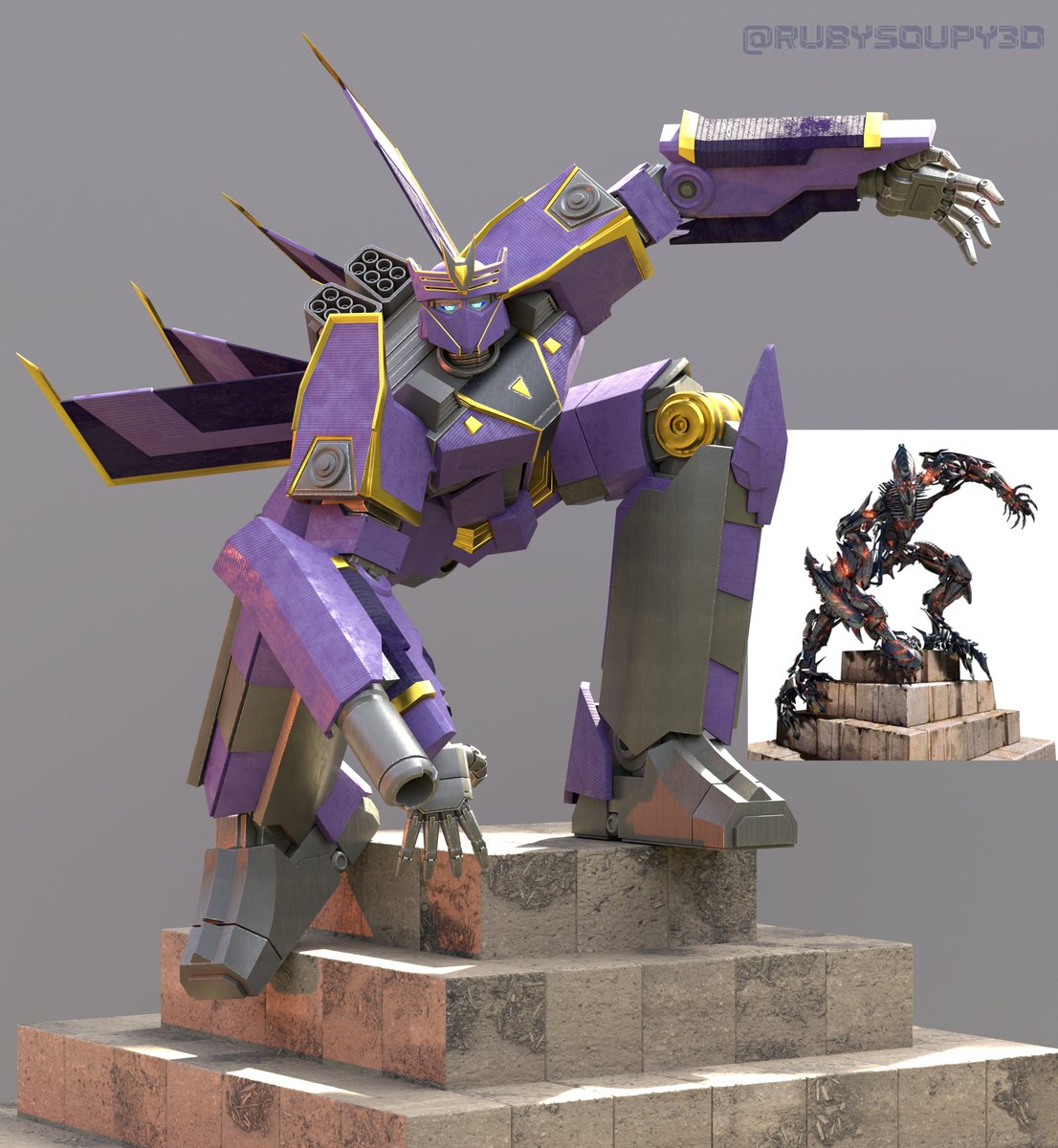 RubySoupy3D's tweet photo. Wanted to do another one, this time with megatronus orrr errr the fallen?? 

#Transformers #TFOne #TransformersOne #Megatronus #3dart #Blender3D https://t.co/5uYRuyVKDw