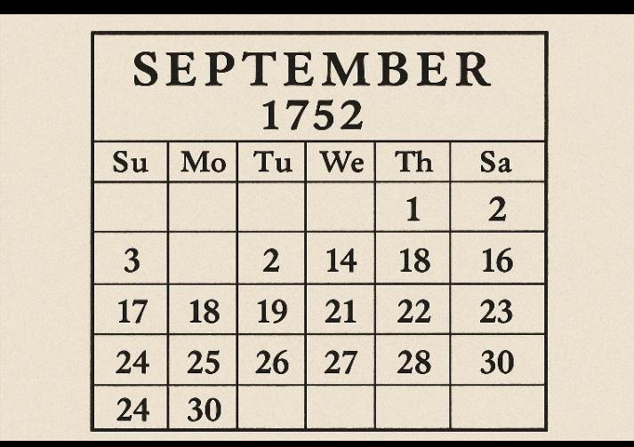 AbdoEnergy's tweet photo. @idkwahatimdoing Same happened in 1752, 11 days skipped https://t.co/k8COw3L1WK