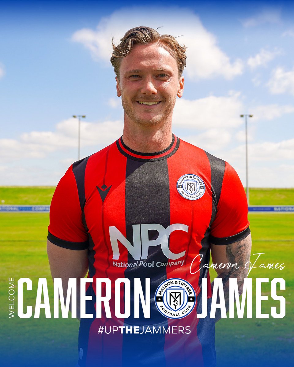 Maldon & Tiptree FC (@maldontiptreefc) on Twitter photo JAMES IS A JAMMER 🍓
We are excited to announce that <a href="/cameronjamessss/">Cameron James</a> has agreed terms ahead of next season, joining us from <a href="/OfficialClarets/">Chelmsford City FC</a> 🤝
The former Clarets captain brings valuable National League South experience, defensive strength, and real composure at the back 🧱 JAMES IS A JAMMER 🍓
We are excited to announce that <a href="/cameronjamessss/">Cameron James</a> has agreed terms ahead of next season, joining us from <a href="/OfficialClarets/">Chelmsford City FC</a> 🤝
The former Clarets captain brings valuable National League South experience, defensive strength, and real composure at the back 🧱
