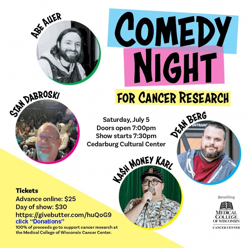 Join us for comedy night and help in raising money for THE MEDICAL COLLEGE OF WISCONSIN INC! via <a href="/givebutter/">Givebutter</a> givebutter.com/huQoG9 
#PinkPedalsPrevail <a href="/rideaudaxity/">Ride Audaxity</a> <a href="/MCWCancerCenter/">MCW Cancer Center</a>