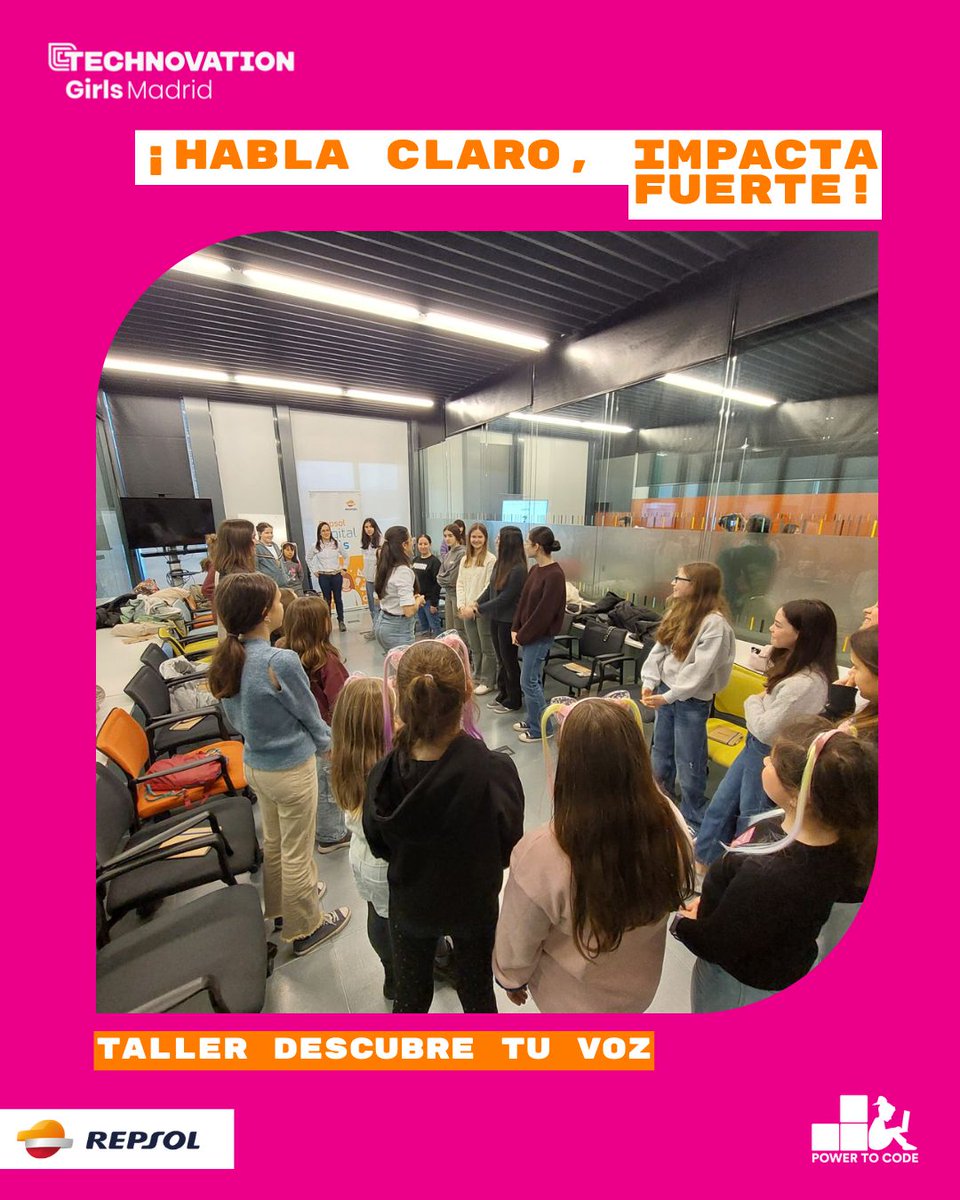TechnovationMad's tweet image. 🎤✨ ¡Descubre tu voz con @Repsol !
En nuestro taller en @LaNaveMadrid las chicas de @empowertocode aprendieron a comunicar con confianza, presencia y trabajo en equipo.
Gracias, Repsol, por impulsar voces que transforman el futuro.
#TechnovationGirls #PowerToCode