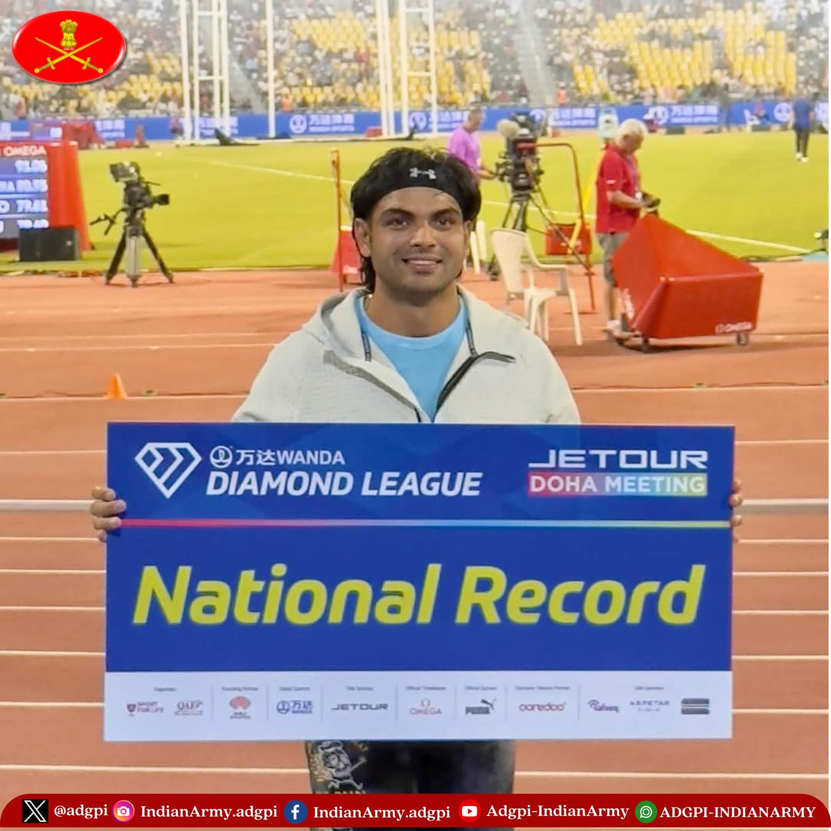 A Histroric Throw by #NeerajChopra, A Proud Moment for #India!

Lieutenant Colonel (Honorary) Neeraj Chopra clinches Silver at the Wanda Diamond League in #Doha with a record-breaking throw of 90.23m, surpassing his own National Record and breaching the 90m mark...