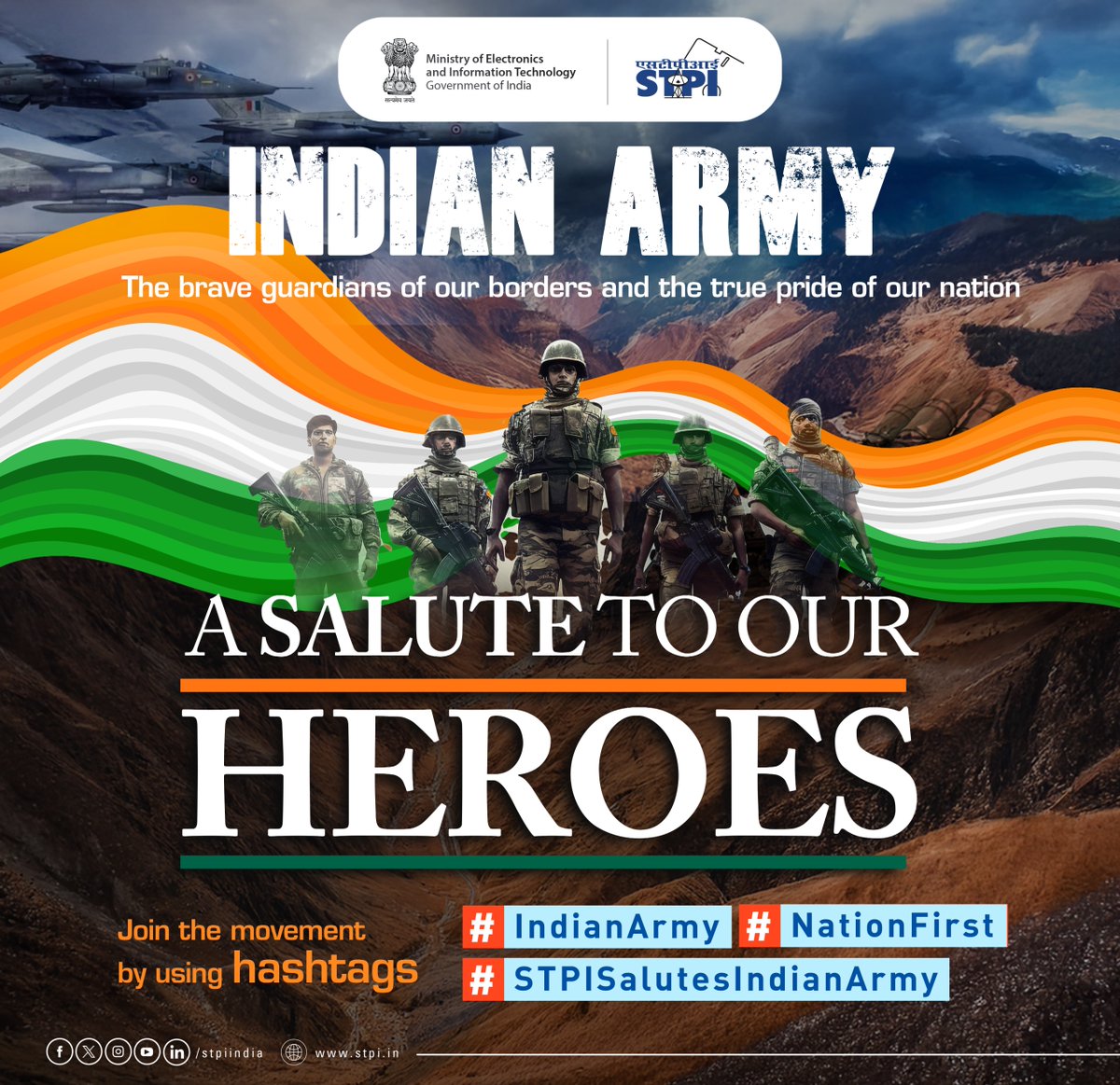 The #unwavering #spirit of over 1.4 billion citizens, especially those in border regions, remains a pillar of #strength. Their #resilience reflects the essence of #unity and a self-reliant #Bharat.

#IndianArmy #NationFirst #STPISalutesIndianArmy
<a href="/stpiindia/">STPI</a> <a href="/arvindtw/">Arvind Kumar</a>