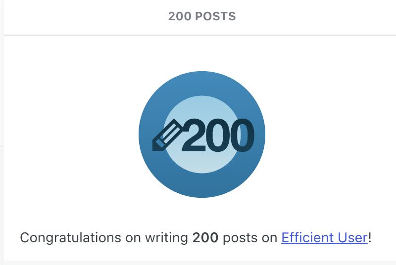 🎉 Hit 200 posts on my blog EfficientUser!

 Started it to remember things…
 Now it's remembering things for me. 🤯

 A decade of learning, sharing, and accidental wisdom.
 Next stop: 201. 🚀