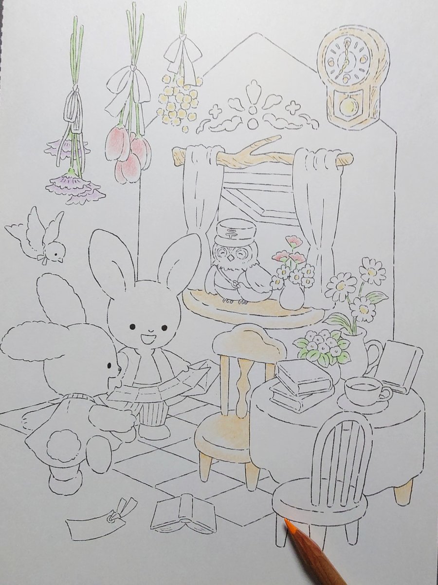 mai_sirius's tweet photo. 5/15に久しぶりに塗り絵を始めたのですが、忙しくて、ポストするのが今日になってしまいました💦
こんな可愛い塗り絵が100均に売っていたので、お手本を参考にしながら、自分の好きな色で☺️✨ https://t.co/Uh6du40gdE