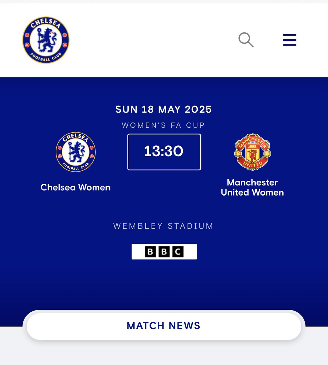6 tickets available for Chelsea V Manchester United Women at Wembley Stadium for Tomorrow/Sunday 18th May. 1:30pm Kick off. £20 a ticket, Vouches on page. Block 521. Adobe WFS Cup Final 2025