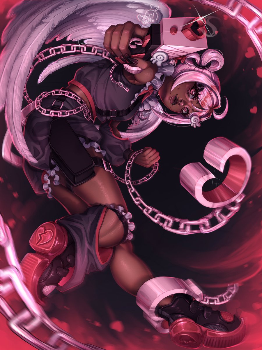 Lovemore🩷⛓️ 
Finally came up with a name for this OC c:
#digitalart #illustration #originalcharacter