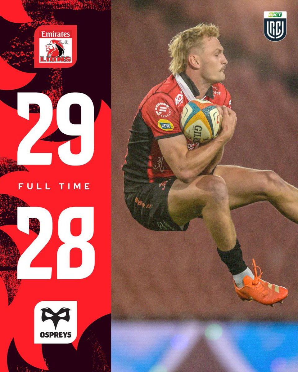 URCOfficial's tweet photo. It's not over until the final whistle π€
@LionsRugbyCo get the win on the final play of the game πͺ
#BKTURC #URC | #LIOvOSP https://t.co/pd3NopHp6t