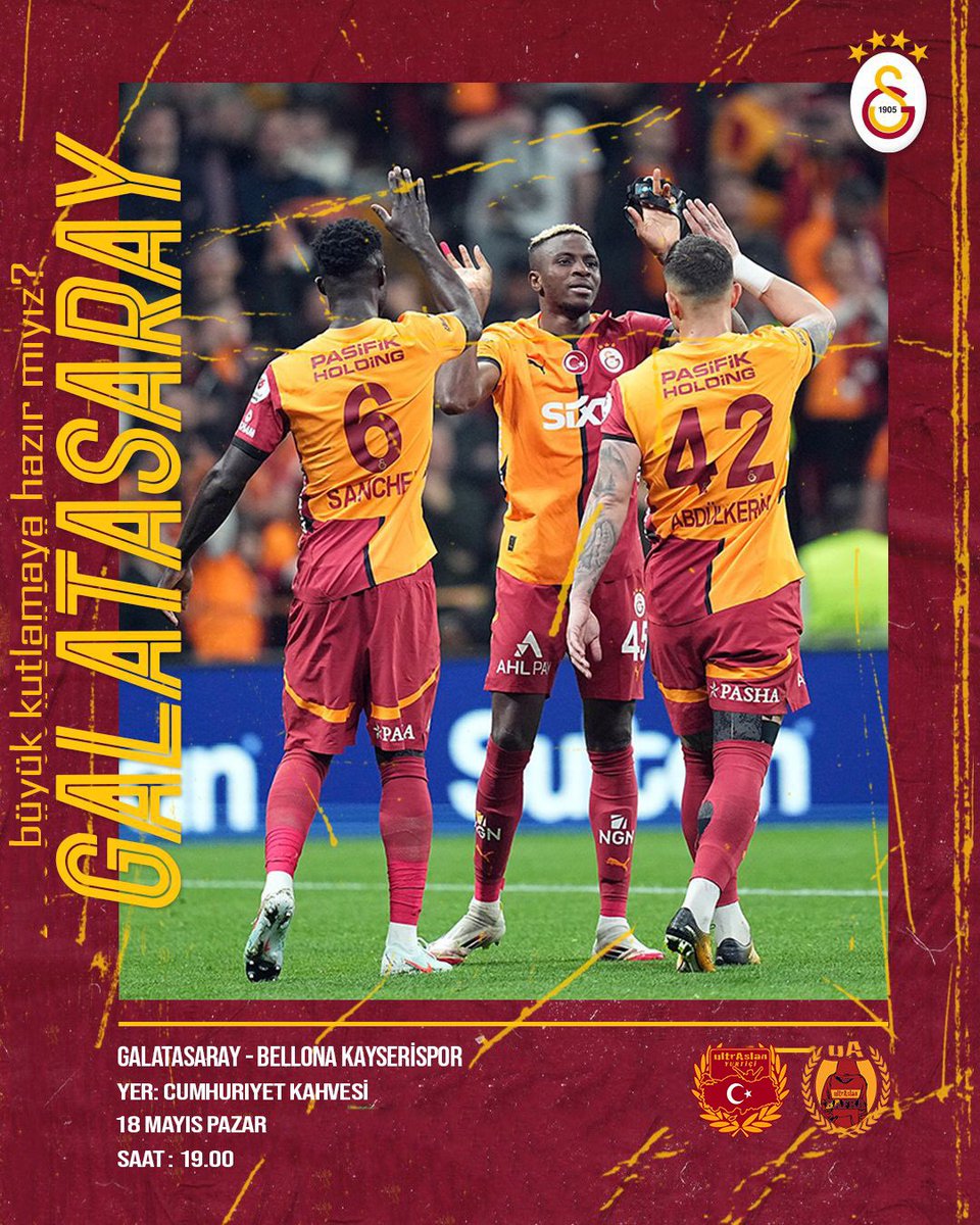 GALATASARAY - Bellona Kayserispor karşılaşmasını omuz omuza izliyoruz.

🗓️ 18.05.2025

⏳19.00

📍CUMHURİYET KIRAATHANESİ ESKİ MEYDAN

Toplanma Saati : 18.00

Bilgi İçin : 0546 619 97 28