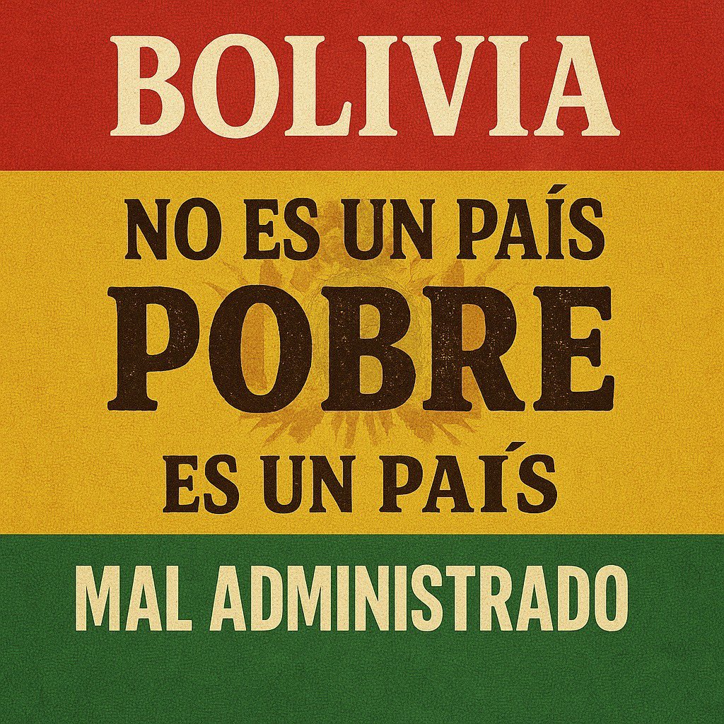 marceloclaure's tweet photo. Bolivia no es un país pobre.
Es un país mal administrado.

El problema no son los recursos.
Es que se lo roban.

Todos los días me levanto pensando en una sola fecha:
17 de agosto.

Ese día puede marcar el inicio de una nueva historia.
Una historia donde Bolivia deje de ser vista con pena…
y empiece a ser respetada en el mundo.