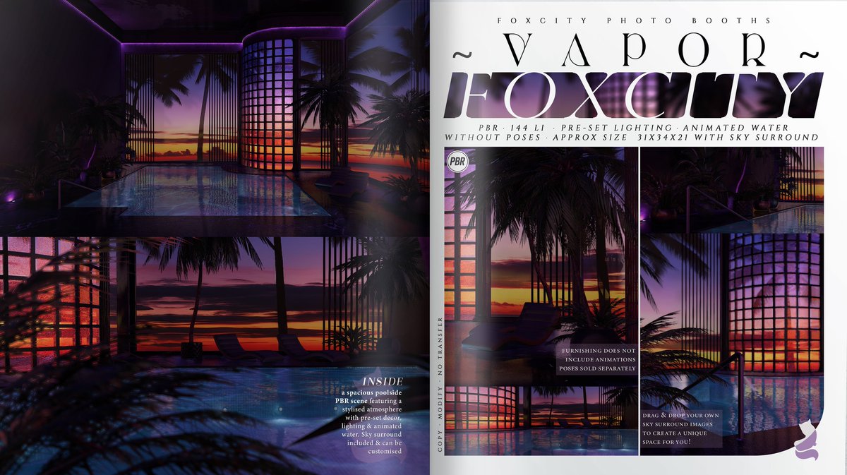 KawaiiFeedSL's tweet photo. FOXCITY Vapor Photo Booth @ Kustom9〡Taxi: https://t.co/T5CdnNDdmY
#secondlife #metaverse #foxcity #kustom9 #secondlifeevent #secondlifecontent #kawaiifeed https://t.co/8UQtJYZsRr