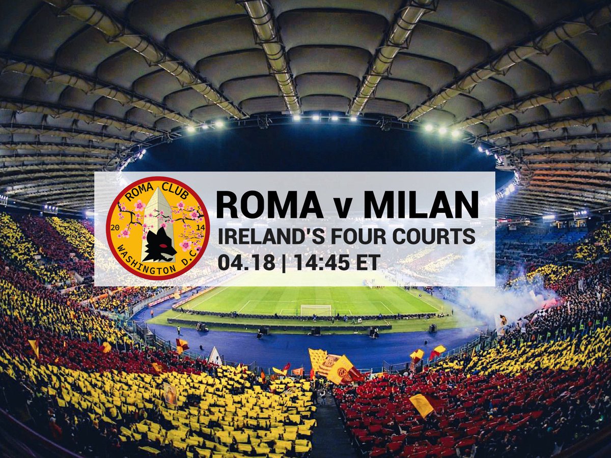 Join #CurvaDC at <a href="/irelands4courts/">Irelands Four Courts</a> to support the Giallorossi as <a href="/OfficialASRoma/">AS Roma</a> take on <a href="/acmilan/">AC Milan</a> in the <a href="/SerieA/">Lega Serie A</a> ! 🌍🏆

Daje Roma Daje!

🟨🟥🟨🟥

📍2051 Wilson Blvd.
📱 DM to join us on Groupme

#ForzaRoma #capitaleperlacapitale #romamilan 💛❤️ #giallorossi