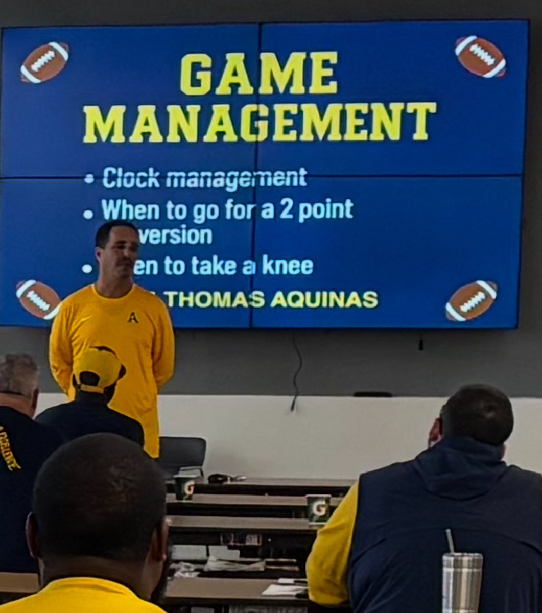 Aquinas Football (@sta_football) on Twitter photo 🔹Monthly Coaches’ Clinic🔹
<a href="/coachkahn/">Coach Kahn</a> discussing Game Management strategies
#FTF
#Brotherly_Love
#YouGoWeGo
<a href="/CoachHarriott/">Roger Harriott</a> 🔹Monthly Coaches’ Clinic🔹
<a href="/coachkahn/">Coach Kahn</a> discussing Game Management strategies
#FTF
#Brotherly_Love
#YouGoWeGo
<a href="/CoachHarriott/">Roger Harriott</a>
