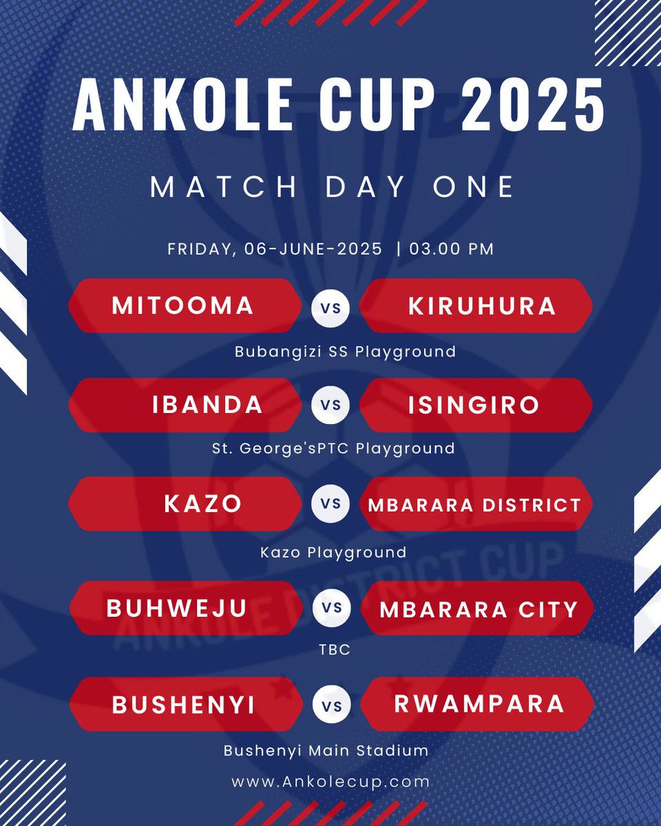 𝐌𝐀𝐓𝐂𝐇 𝐃𝐀𝐘 𝐎𝐍𝐄

🚨ANKOLE CUP
 
#AnkoleDistrictsCup 
#4thEdition2025 
#CoffeeMarathonUG