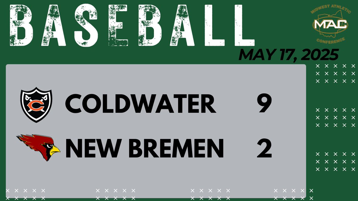midwestathletic's tweet photo. Congratulations to the Coldwater Cavaliers, coach Klenke and his staff for winning the 2025 MAC Baseball title.  It is their 34th overall - tops in the MAC! https://t.co/xPo3Zv0d2Y