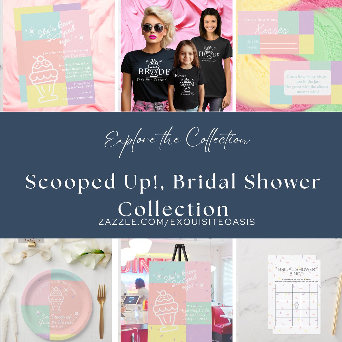 ExquisiteOasis's tweet photo. 🍦 She’s been SCOOPED UP! 💍

Our retro sundae-inspired bridal shower collection is here! Think pastel sprinkles, stars &amp; sweet nostalgia—now in party-perfect form.

✨ Invites ✨ Games ✨ Signs ✨ Tees 

#BridalShower #RetroBride #ScoopSquad
https://t.co/QU5yFvXjLO via @zazzle https://t.co/mDkxs6CZEZ