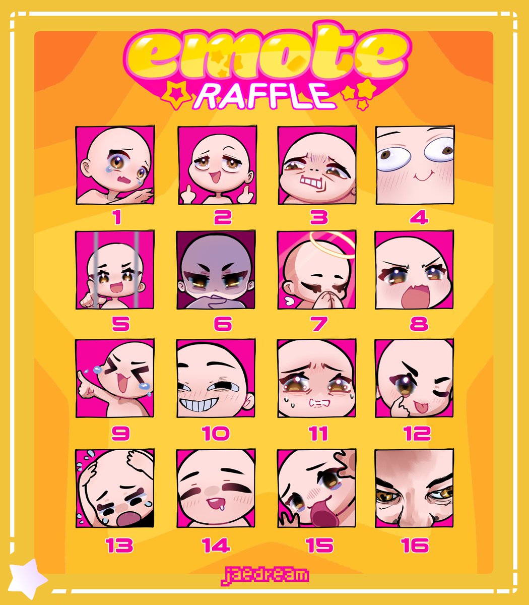 ✨YCH EMOTE RAFFLE: Round 2!✨

5 lucky people will get to choose one emote each!

To enter the raffle:    
- Follow   
- Like+Retweet   
- Drop your PNG Below or comment why you'd like to win

Deadline: May 22nd    

Goodluck!
