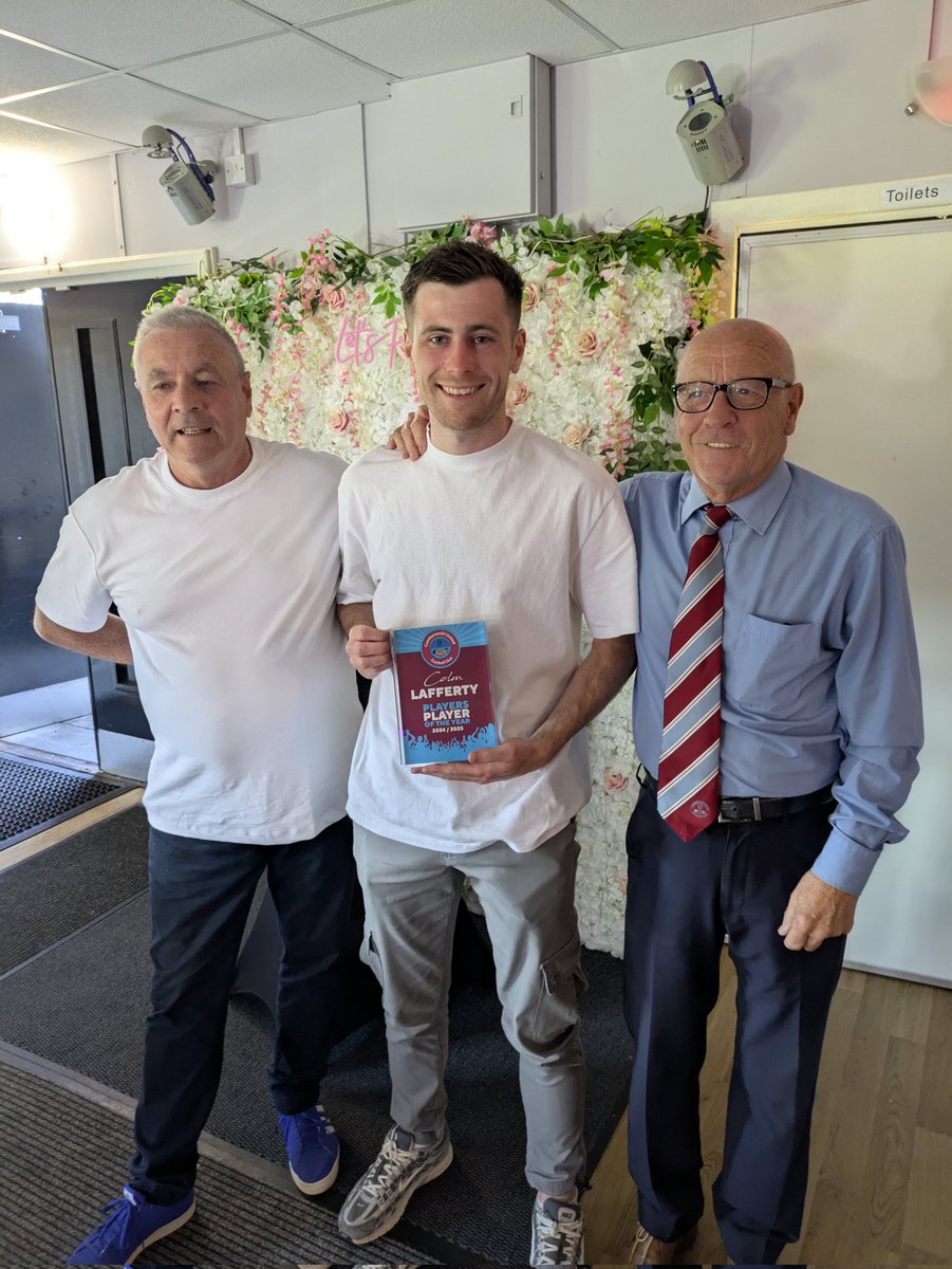cumbernauldjfc's tweet photo. The next award was Players Player of the year. After a great debut season Colm Lafferty picked up the award presented by  Club Secretary Alan Robertson . Well done Colm https://t.co/GkUykucc4l